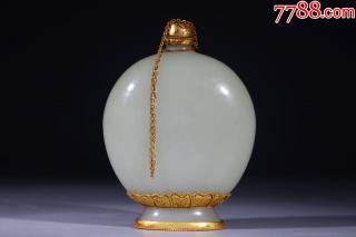 和田白玉包金鼻烟壶