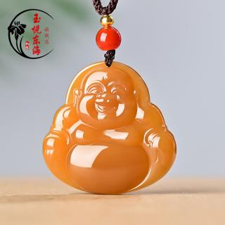 玉悦东海  全糖料玉佛吊坠女和田玉弥勒佛佛公糖玉笑佛玉石挂件